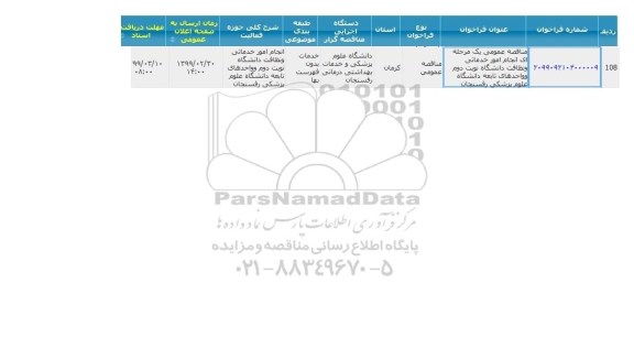 مناقصه,مناقصه انجام  امور خدماتی و نظافت 