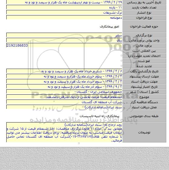 استعلام قیمت: مرمت بخشی از دایک شرقی دانشمند