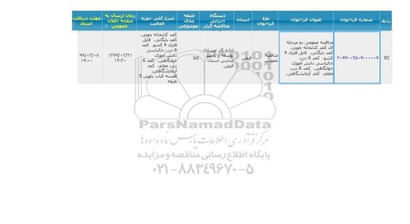 مناقصه، مناقصه کمد کتابخانه چوبی، کمد بایگانی و... 