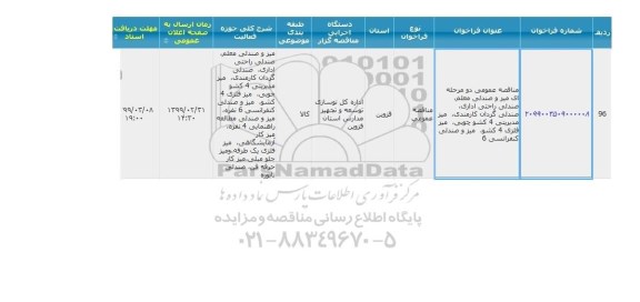 مناقصه، مناقصه میز و صندلی معلم، صندلی راحتی اداری و...