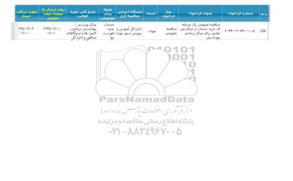 آگهی مناقصه عمومی , مناقصه خرید خدمات از مراکز غیردولتی 