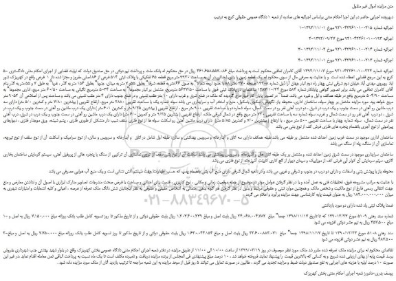 مزایده، مزایده فروش یک قطعه زمین با بنای احداثی در آن به مساحت 9930 متر مربع
