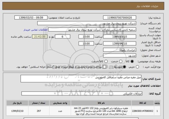 استعلام میل مقره میانی مقره سنجاقی کامپوزیتی 
