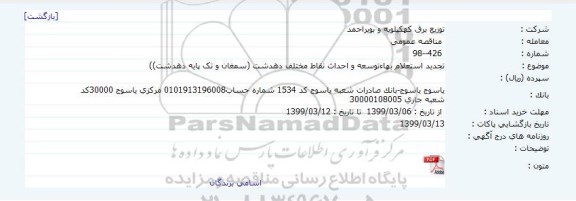 تجدید استعلام بهاءتوسعه و احداث نقاط مختلف دهدشت