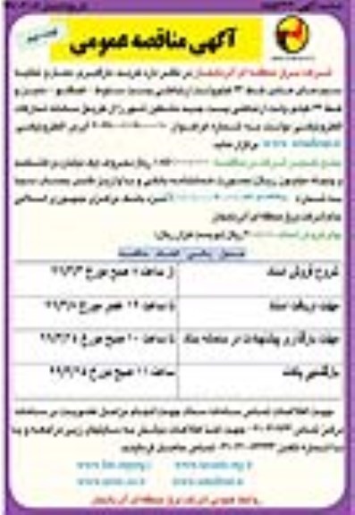 مناقصه ، مناقصه خرید بسته بندی، بارگیری، حمل و تخلیه سیم های هادی - نوبت دوم