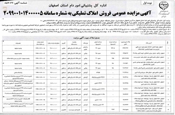 آگهی مزایده, مزایده فروش املاک تملیکی