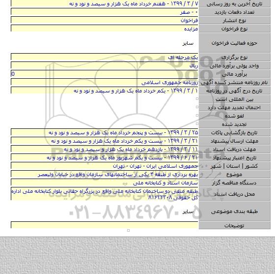بهره برداری از طبقه ۴ یکی از ساختمانهای سازمان واقع در خیابان ولیعصر