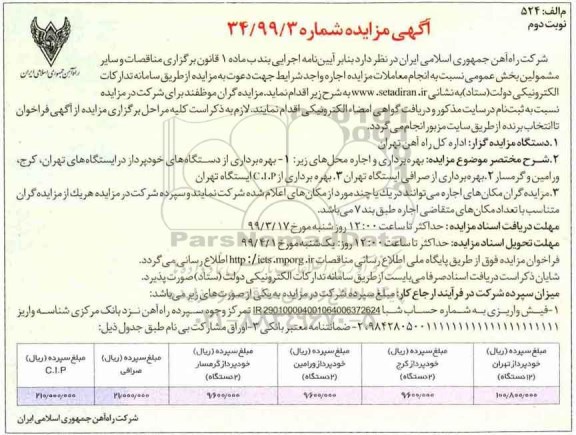 مزایده، مزایده بهره برداری از دستگاه های خودپرداز و ....- نوبت دوم