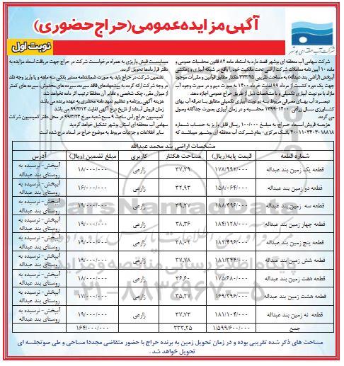 مزایده عمومی, مزایده عمومی اجاره اراضی