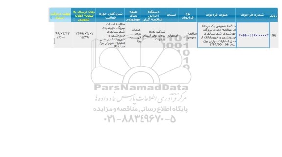 مناقصه احداث نیروگاه خورشیدی شهرستانهای