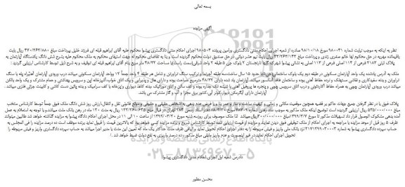 مزایده، مزایده فروش شش دانگ یکدستگاه آپارتمان به پلاک ثبتی 2183 فرعی از 114 اصلی فرعی از 113 اصلی 