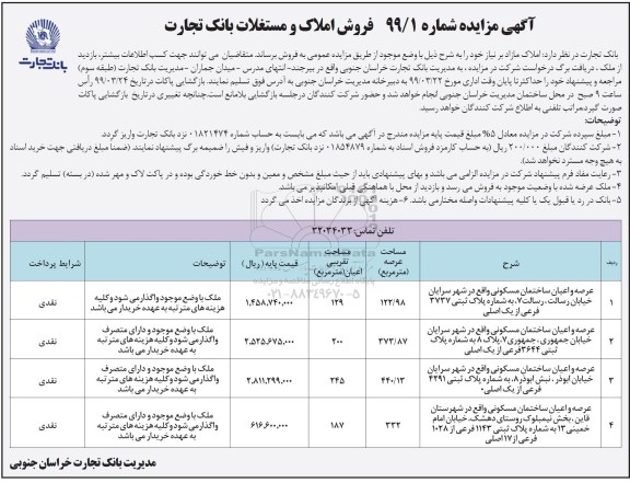 مزایده مزایده فروش املاک مازاد 