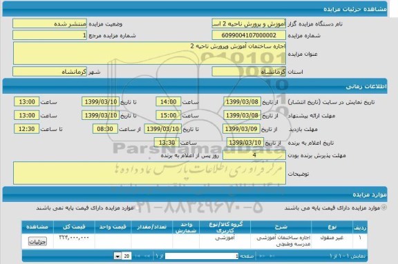 مزایده اجاره ساختمان