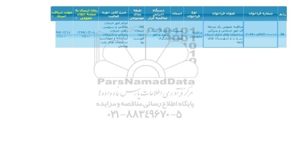 مناقصه، مناقصه امور خدماتی و پذیرائی ساختمان های اداری ....