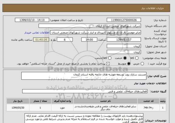 استعلام مستند سازی روند توسعه خوشه های خاتمه یافته استان کرمان 