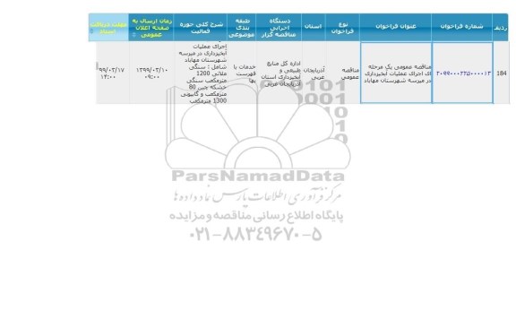 مناقصه ، مناقصه اجرای عملیات آبخیزداری