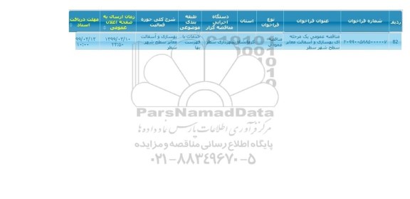 مناقصه بهسازی و آسفالت معابر سطح شهر 