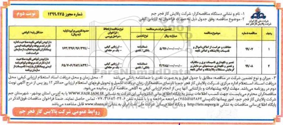 مناقصه , مناقصه حفاظت و حراست از اماکن، اموال و تاسیسات..- نوبت دوم 