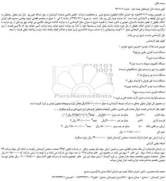 مزایده، مزایده فروش دوربین ثبت پلاک خودرو –دوربین خروج خودرو و... نوبت دوم