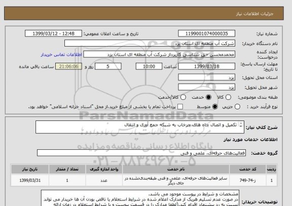 استعلام تکمیل و اتصال چاه های چرخاب به شبکه جمع آوری و انتقال

