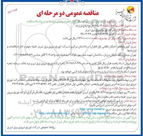 مناقصه ,مناقصه خرید انواع تیر بتونی اچ شکل فشار ضعیف و فشار متوسط- نوبت دوم 