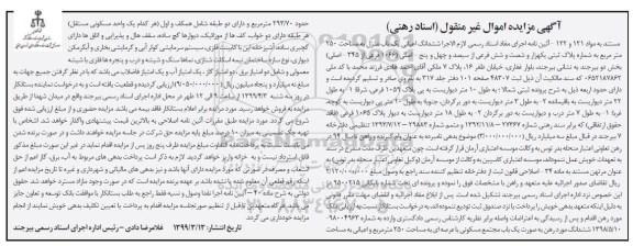 مزایده مزایده ششدانگ اعیان بکباب منزل 250 مترمربع 