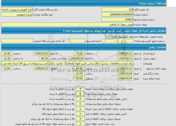 مزایده فروش اموال اسقاطی 