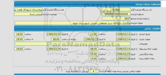 مزایده، مزایده واگذاری داروخانه 