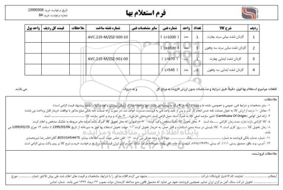 استعلام، استعلام گاردان شفت میانی سرند چغارت و...