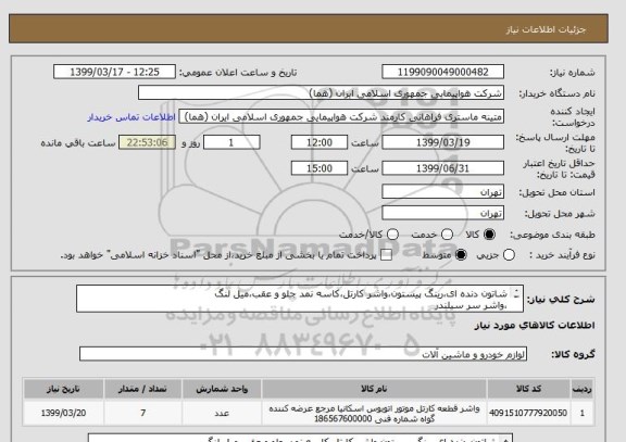 استعلام شاتون دنده ای،رینگ پیستون،واشر کارتل،کاسه نمد جلو و عقب،میل لنگ
،واشر سر سیلندر
قیمت مطابق اطلاعات مندرج در فایل پیوست ارائه شود.



