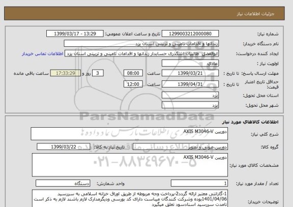 استعلام دوربین AXIS M3046-V