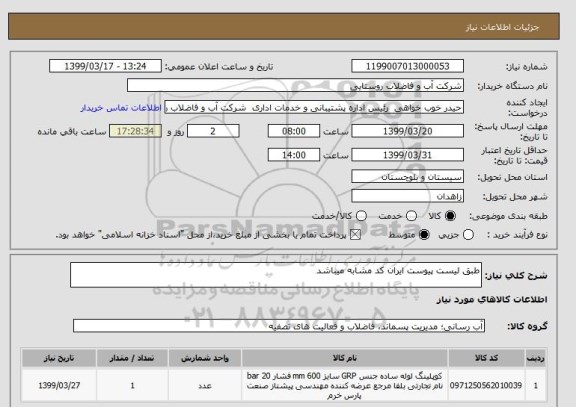 استعلام طبق لیست پیوست ایران کد مشابه میباشد