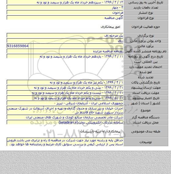 احداث خیابان و زیر سازی و جدول گذاری و تهیه و اجرای آسفالت در شهرک صنعتی سردار سپهبد شهید حاج قاسم س