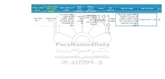 مناقصه عمومی ،مناقصه واگذاری امورات حفاظتی و مراقبتی 
