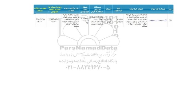 تجدید مناقصه عمومی,  تجدید مناقصه تنقیه و تنظیم بستر پلهای حوزه استحفاظی 