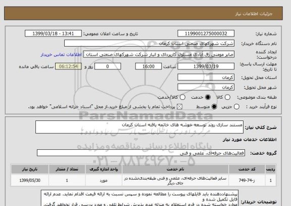 استعلام مستند سازی روند توسعه خوشه ھای خاتمه یافته استان کرمان