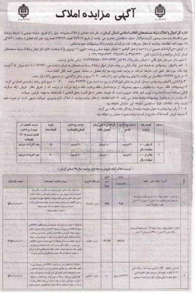 مزایده ،مزایده فروش املاک کاربری زمین تجاری 