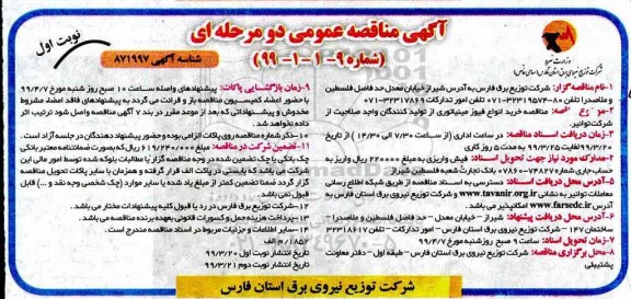 مناقصه ,مناقصه خرید انواع فیوز مینیاتوری