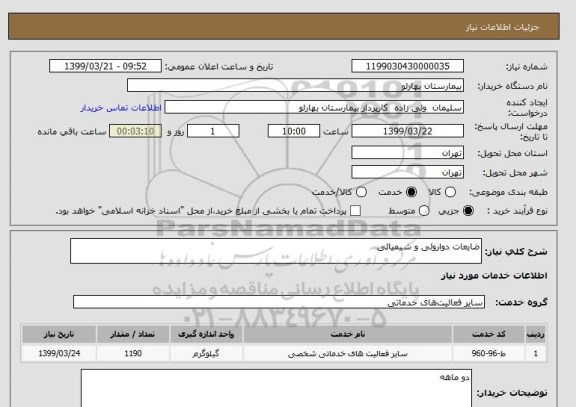 استعلام ضایعات دواروئی و شیمیائی