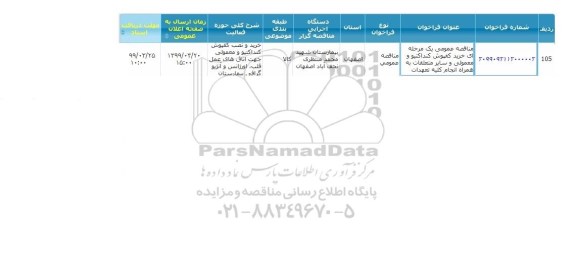 مناقصه خرید کفپوش کنداکتیو و معمولی و سایر متعلقات 