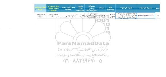 مناقصه خرید محلول لیتیوم 