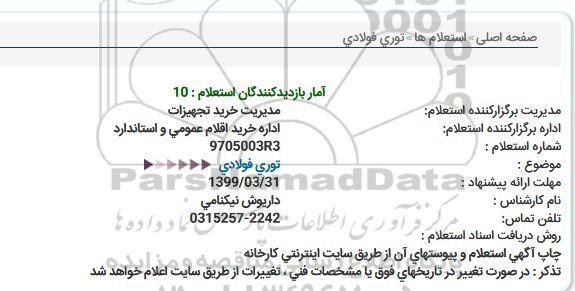 استعلام توری فولادی 