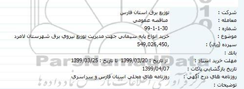 آگهی مناقصه عمومی ، خرید انواع پایه سیمانی