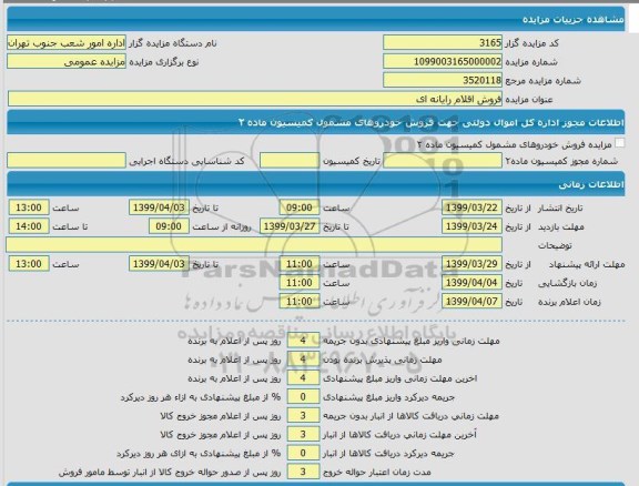 مزایده، مزایده  فروش اقلام رایانه ای