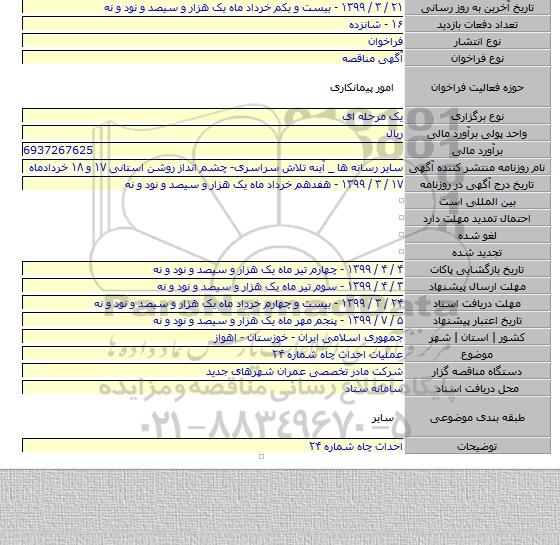 عملیات احداث چاه شماره ۲۴