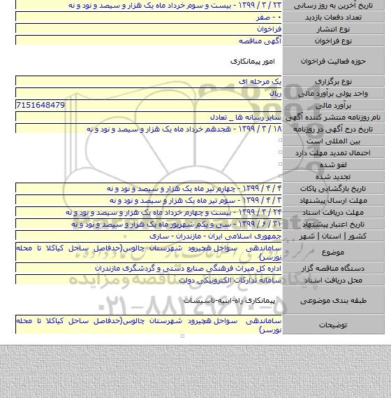 ساماندهی سواحل  هچیرود شهرستان چالوس(حدفاصل ساحل کیاکلا تا محله نورسر)