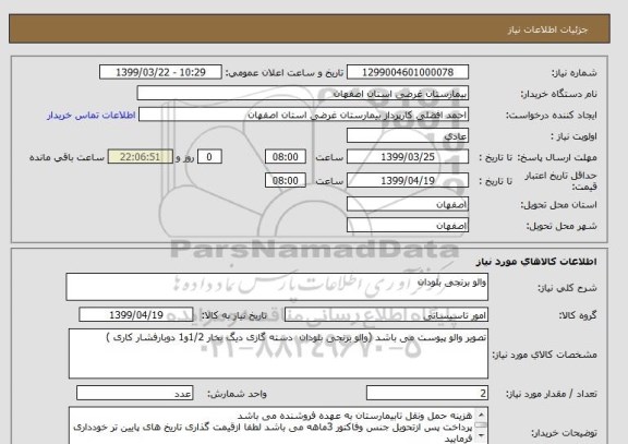 استعلام والو برنجی بلودان 