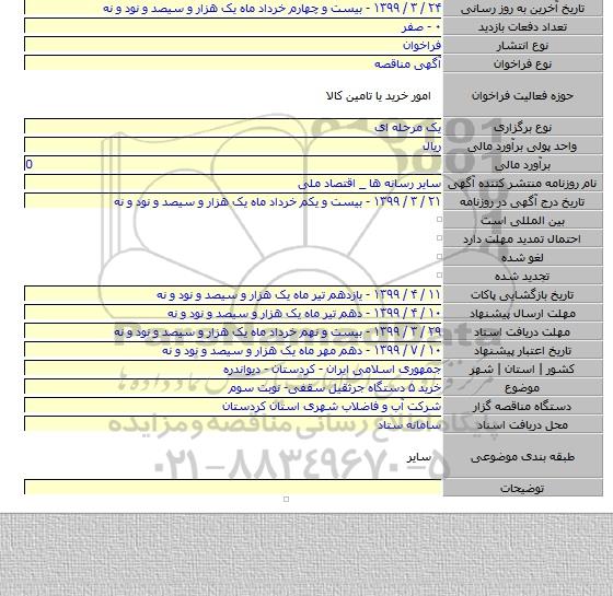 خرید ۵ دستگاه جرثقیل سقفی- نوبت سوم