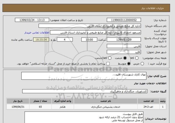 استعلام نهال کاری شهرستان اقلید