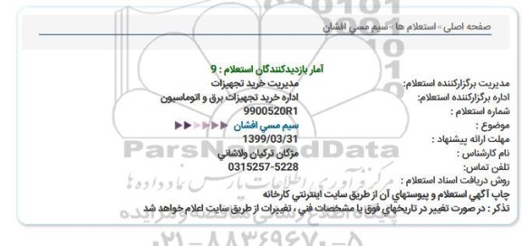 استعلام، استعلام سیم مسی افشان